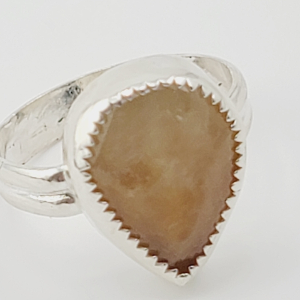 CITRINE IN A TEAR DROP SHAPE RING HANDMADE IN STERLING SILVER METAL SIZE 7.5 - Picture 5 of 5